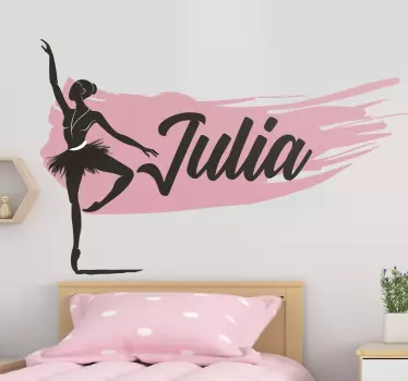 Girl dancing ballet with name  dance wall decal - TenStickers