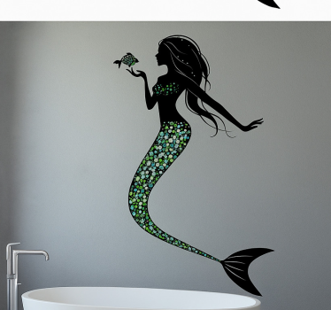 Goddess green mermaid bathroom wall sticker - TenStickers