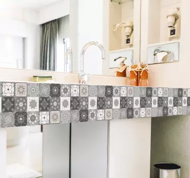 Gray tiles for bathroom  furniture decal - TenStickers