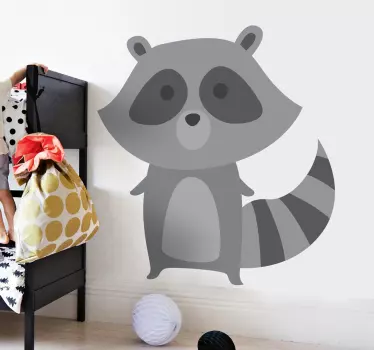 Grey Raccoon Sticker - TenStickers