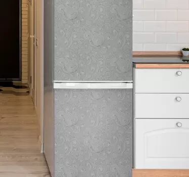 Grey tones floral pattern fridge decals - TenStickers