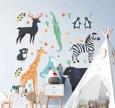Happy animals in a park baby wall sticker - TenStickers