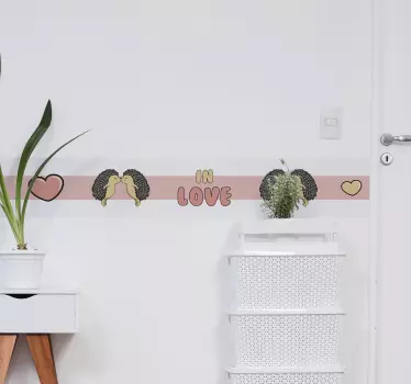 Hedgehog Couple Kissing wall border sticker - TenStickers