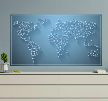 Interconnected Global Network world map wall sticker - TenStickers