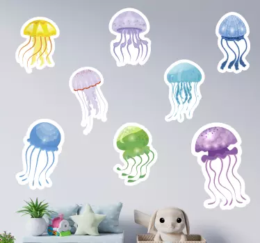 Jellyfish colours fish  decal - TenStickers