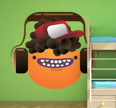 Kids Fuzzy Headphones Friend Decal - TenStickers