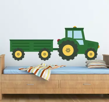 Green construction toy tractor kids room wall sticker - TenStickers