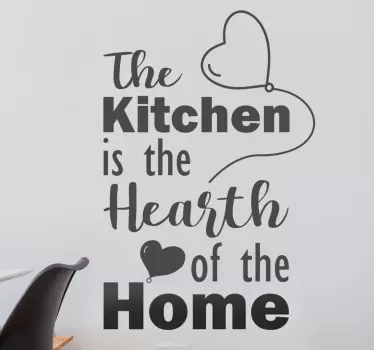 kitchen is the heart of the home text wall sticker - TenStickers