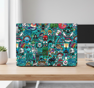 Laptop sticker cartoon doodle bomb design - TenStickers