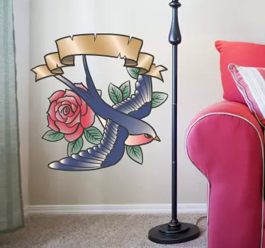 Legened Pink Bird Tattoo Decal - TenStickers