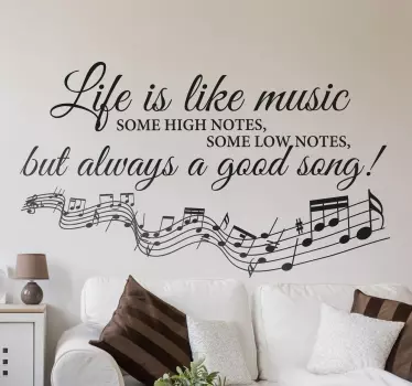 Life is Like Music Quote Wall Decal - TenStickers