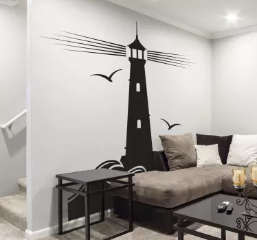 Lighthouse sailor with seagulls nautical wall sticker - TenStickers