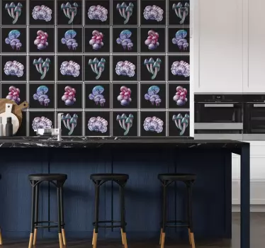 Magic mushrooms tile vinyl decal - TenStickers