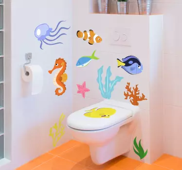 Colorful sea life sea animal wall sticker - TenStickers