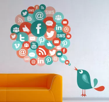 Media Bird Wall Sticker - TenStickers