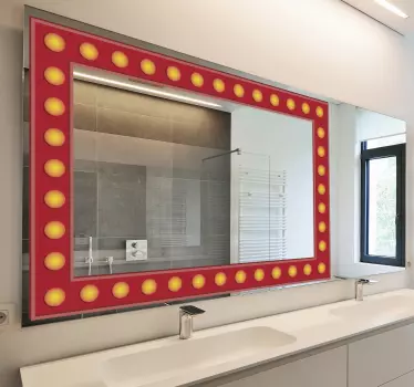 Mirror frame effect bulbs mirror wall decal - TenStickers