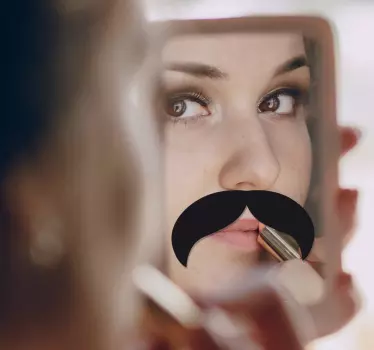 Moustache silhouette mirror sticker - TenStickers