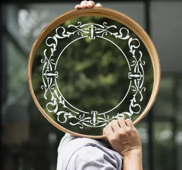 Mirror sticker elegant circular frame - TenStickers