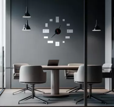 Modern squares and numbers wall clock decal - TenStickers