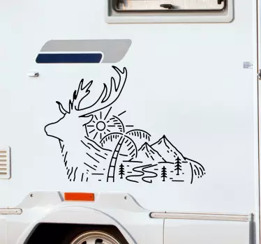 Motorhome geometric elk in forest Caravan decals - TenStickers