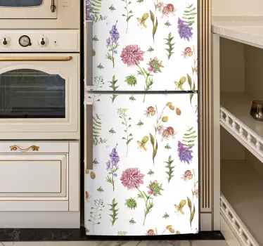 Multicolor minimalistic wildflowers fridge decal - TenStickers