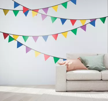 Multicoloured Bunting Wall Sticker - TenStickers