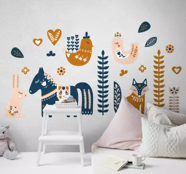 Nordic animal Kids Bedroom Wall Sticker - TenStickers