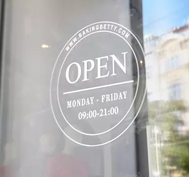 Opening hours circle shop window decal - TenStickers