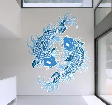 Oriental Pisces Wall Sticker - TenStickers