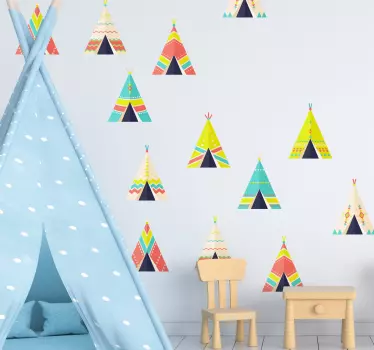Pack of triangles with tents baby wall sticker - TenStickers