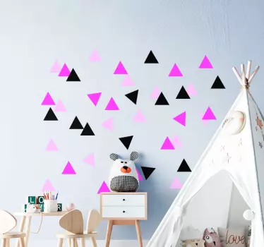 Pack of 45 black and pink triangles baby wall sticker - TenStickers