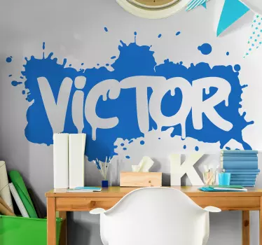 Customised name graffiti paint splash kids room wall sticker - TenStickers
