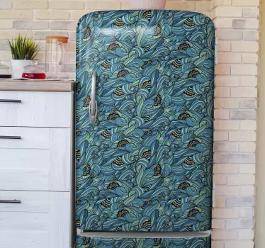 Paisley flower pattern fridge wrap - TenStickers