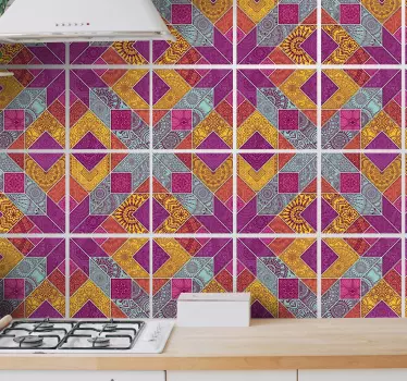 Paisley mosaic tile transfer decal - TenStickers