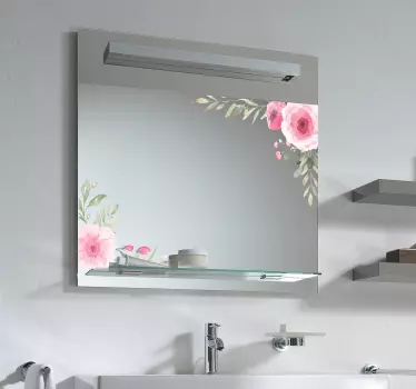 Pastel flowers mirror sticker - TenStickers