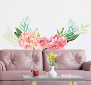 Peonies pastel colour flower wall decal - TenStickers