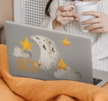 Personalised moon laptop stickers - TenStickers