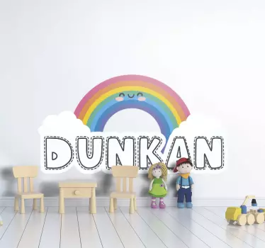 Personalised Smiling Rainbow Kids Bedroom Wall Sticker - TenStickers
