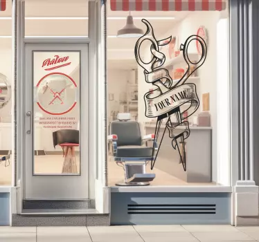 personalized barbershop logo shop  vinyl sticker - TenStickers