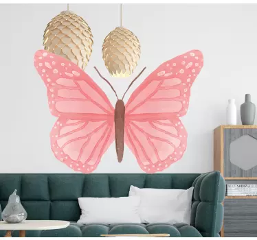 Pink tile butterflies border sticker - TenStickers