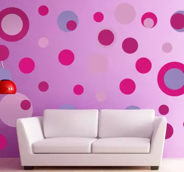 Pack of 45 Pink Tones Circle Stickers - TenStickers