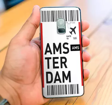 Plane ticket to Amsterdam Samsung decals - TenStickers