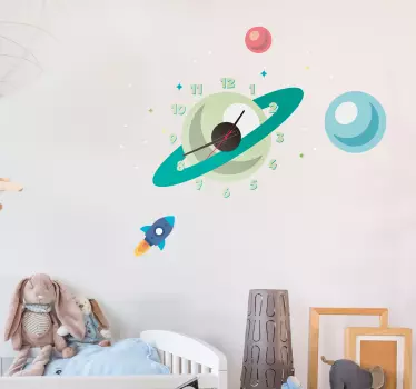 Planet sticker clock - TenStickers