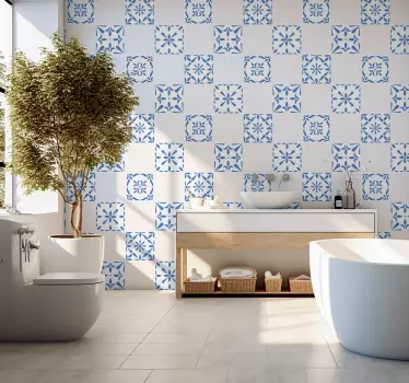 potuguese style tiles bathroom wall sticker - TenStickers