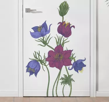 Pretty wild flowers glass door sticker - TenStickers