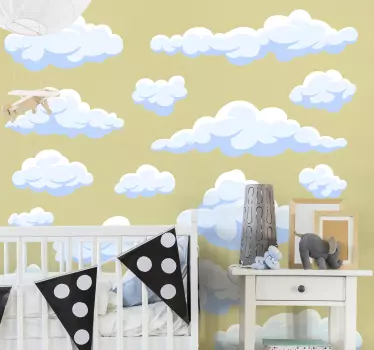 Realistic clouds kids bedroom wall decal - TenStickers