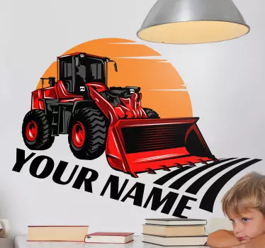Red tractor, big name custom decal - TenStickers