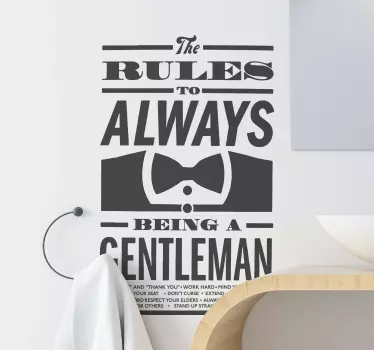 Rule of a Gentleman decals for furniture - TenStickers