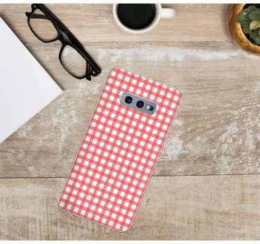 Samsung stickers crimson checked fabric - TenStickers