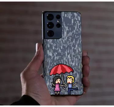 Samsung stickers pixelated friends umbrella - TenStickers